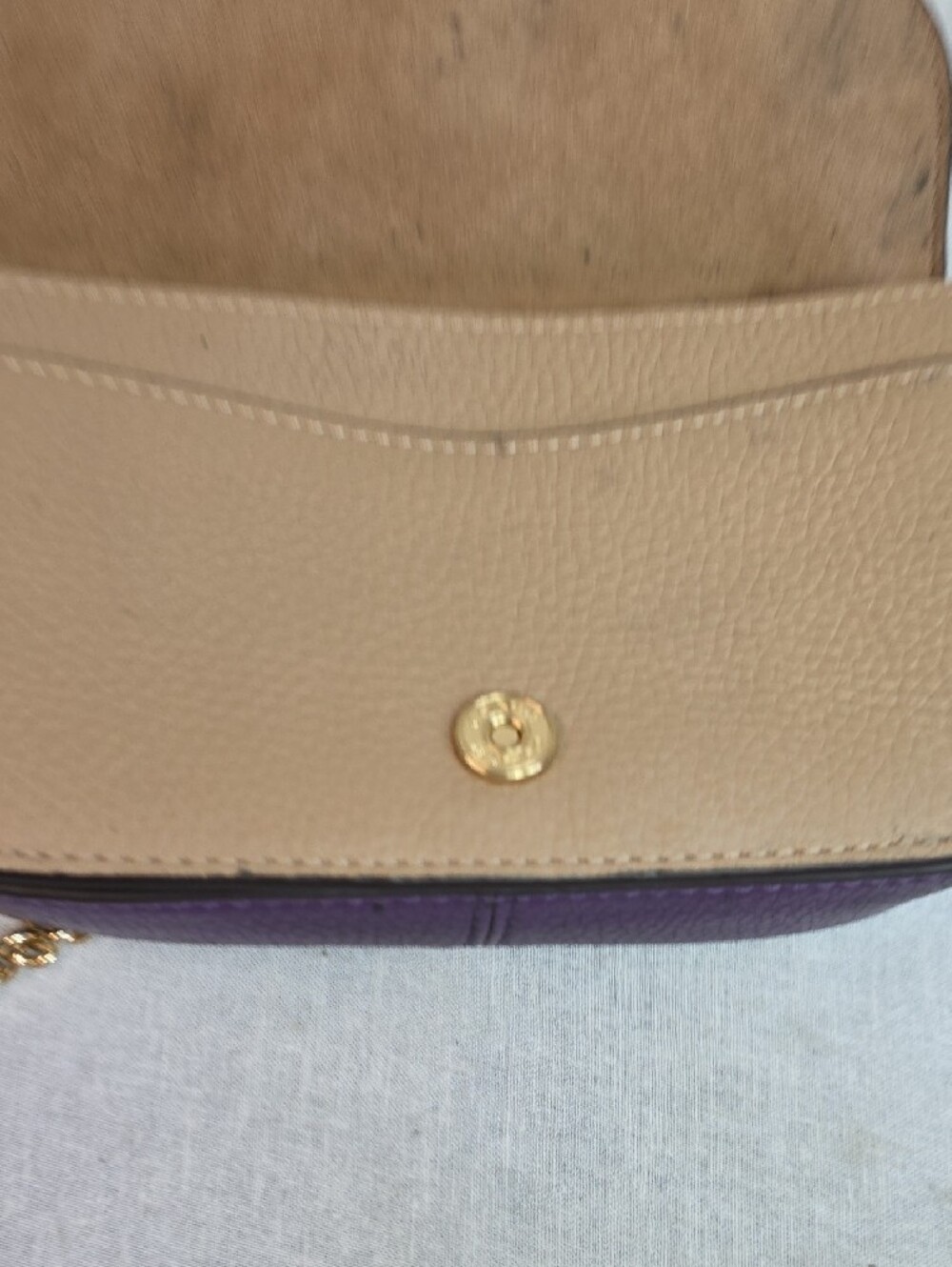 Coach Kleo Colorblock Pebbled Leather Crossbody in Yellow, Beige & Purple - Picture 5 of 8